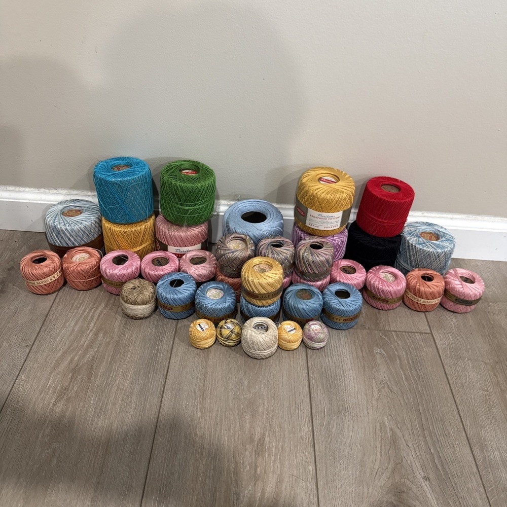 Vintage J. P. Coats Pearl Luster Sheen Pearl Cotton Lot of 38 Almost all NEW